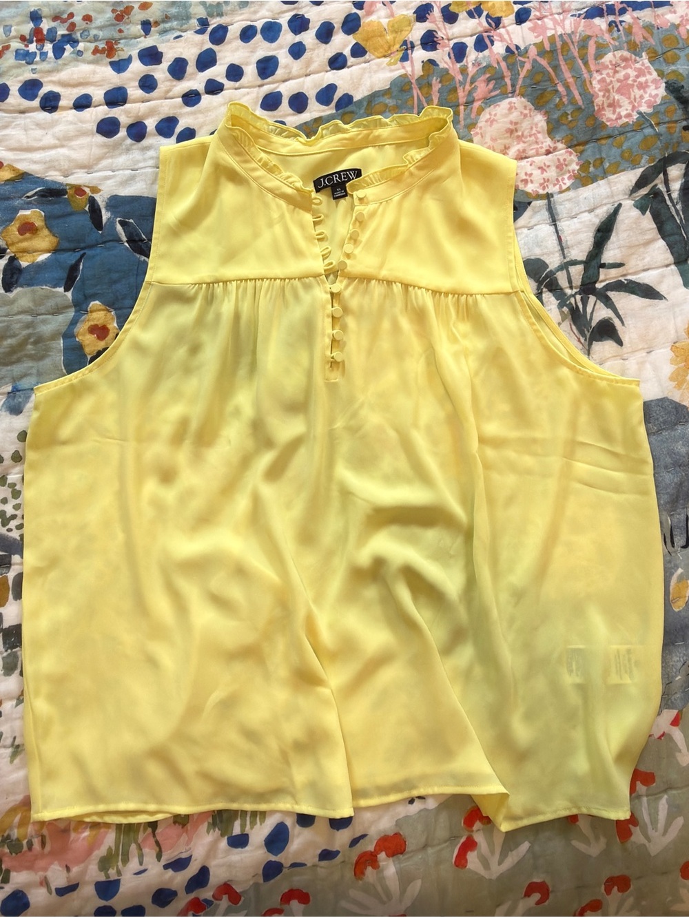 J.Crew Sleeveless Button-front Ruffleneck Popover | X-Large - Picture 2 of 6